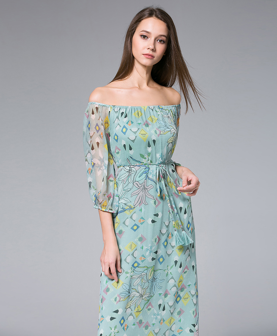 Dress - Floral-Print silk crinkle maxi dress